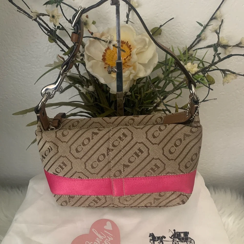 RARE Coach Signature Brown and Pink Women's Mini Bag
